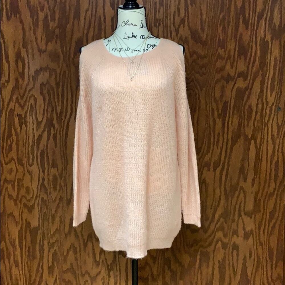 Bongo Peach Knit Sweater XL Lightweight Slouchy Soft Crewneck Cozy